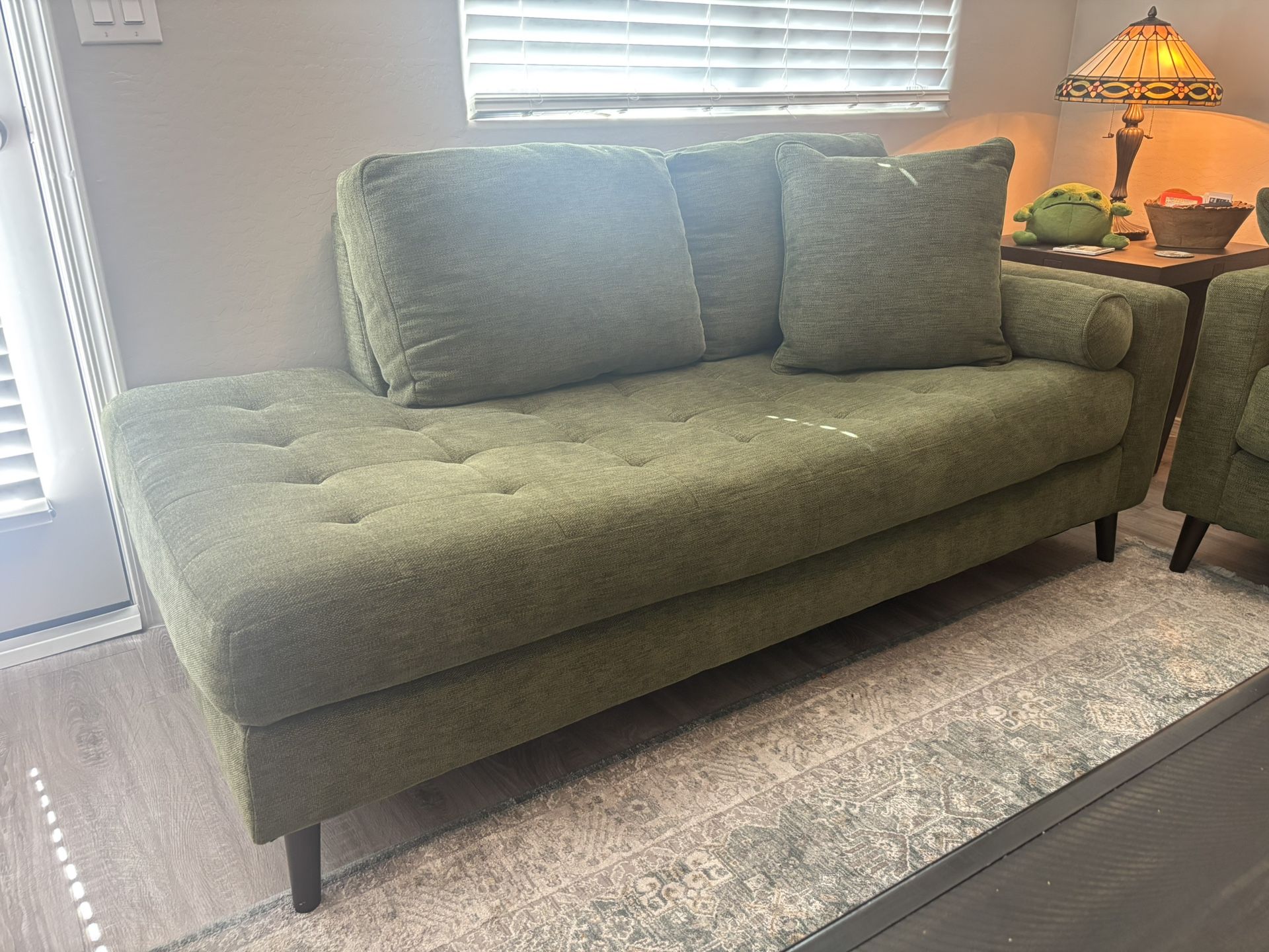 Olive Green Couch / Sofa / Chaise Lounge Mid-Century Modern / Retro