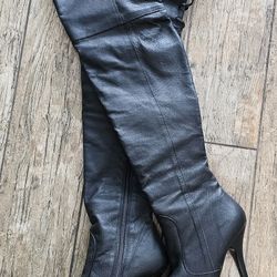 High Boots Cuissardes Leather Black NEW