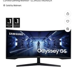  Samsung 34" Odyssey G5 Ultra-Wide Curved Monitor, 165Hz, 1ms, FreeSync (LC34G55TWWNXZA)