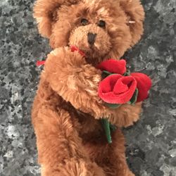 NEW!Teddy Bear Holding a Bouquet Of Roses Doll