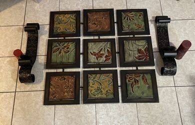 Metal Wall Art And Metal Candle Holder Set