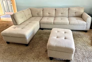 L-Shaped Sectional Sofa with Storage Ottoman