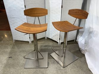 Lena Adjustable Bar Stool with Chrome Base (Set of 2)
