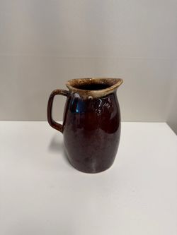 Vintage Hull Oven Proof Brown Drip Glaze Stoneware Pitcher