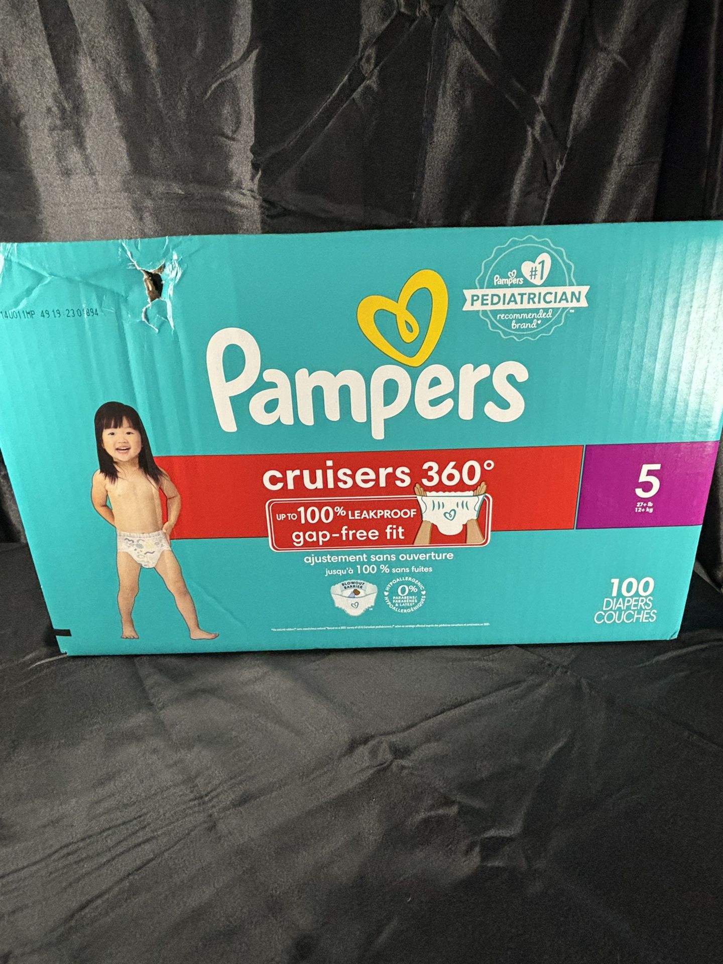 Pampers Cruisers 360 Diapers - Size 5 - 100 Count * Beat Up Box*