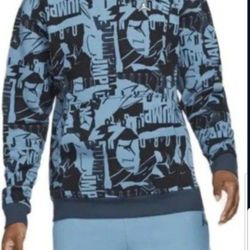 NIKE AIR JORDAN JUMPMAN ESSENTIALS MEN'S PULLOVER FLEECE THICK HOODIE SWEATER SIZE LARGE RIFT BLUE BRAND NEW WITH TAGS CHECK OUT THE REST OF MY OFFERS
