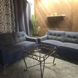 Blue Sofa And Love Seat Set For Sale. Need Gone ASAP And Is Sold As Is. 