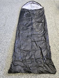 Black hooded envelope style sleeping bag