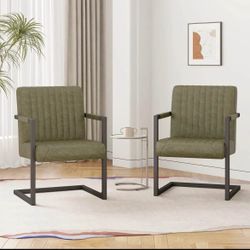 Brand New Pair Olive Green Robbed Armchairs