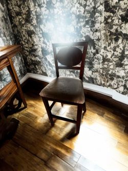 Dark Wood Dining Chair with Upholstered Seat