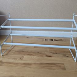 Shoe Rack - Adjustable, white, double layer, 25"-46"