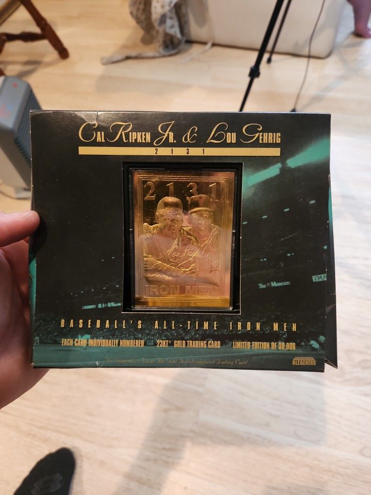 Bleachers Cal Ripken Jr. & Lou Gehrig Limited Edition Gold Card 23KT Foil 1995