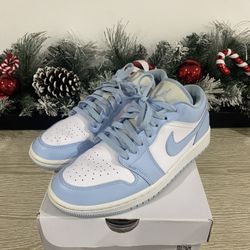 Nike WMNS Air Jordan 1 Low – White/Ice Blue Size 9.5 (Women) / 8 (Men)