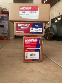 Duralast Auto Parts Lot – remanufactured Starter, Brake Shoes, Heater Core for dodge nitro