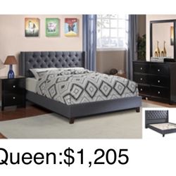 Modern Gorgeous Queen Size Complete Bedroom Set. Mattress sold separately 