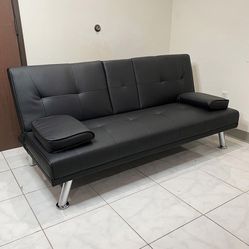 $155 (New in box) Futon sofa bed convertible folding recliner couch living room furniture, size 65x30x31” 