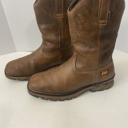 Timberland PRO True Grit Size 7.5 M Cowboy Pull-On Western Work Boots; Waterproof, Anti-Fatigue 