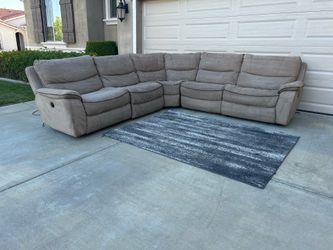 Beige Power Reclining Sectional – Super Comfy & Fully Functional