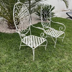 Vintage Wrought  Iron Chair (Set Of 2)
