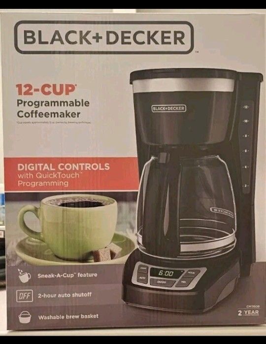 Black+Decker CM1160B 12-Cup Programmable Coffee Maker, Black/Stainless Steel ba