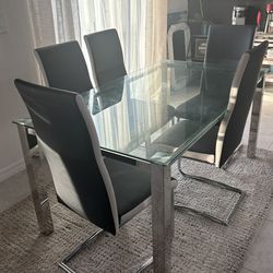 Glass Dinning Table Chairs Include