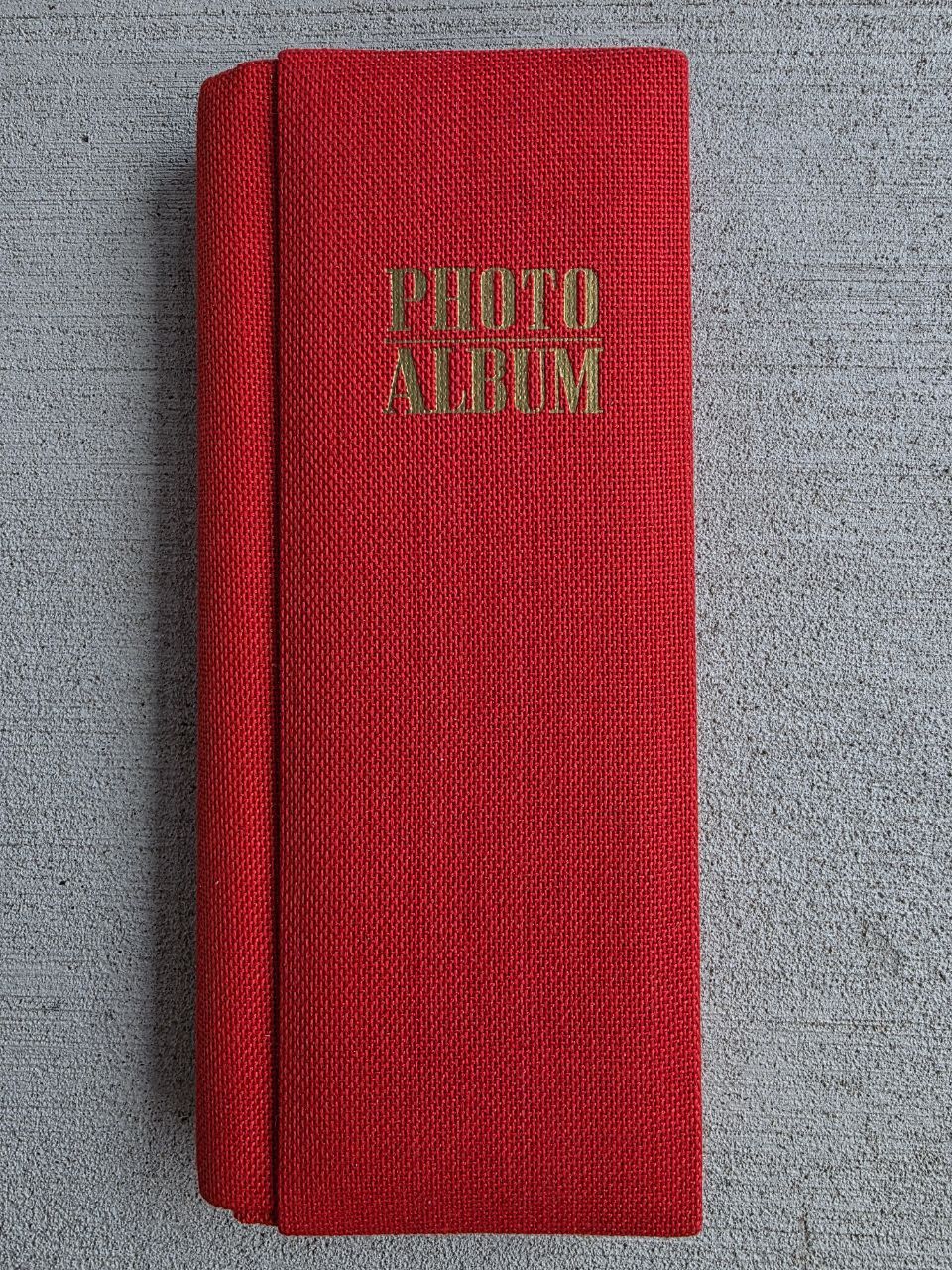🟥 Vintage 1960s Japanese Red Cloth Photo Album – No. 753832 Pat, Made in Japan