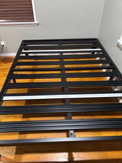 Black metal platform bed frame from Wayfair