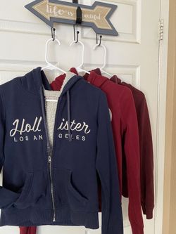 Hollister sweatshirts, blue and red size small and maroon sweater XS. All $8.00