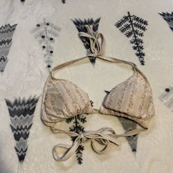 cream and pink floral bikini top