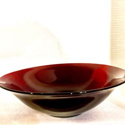 Chris  Ruby Red Glass Serving Bowl- Fruit Bowl 12”R 4” T Large