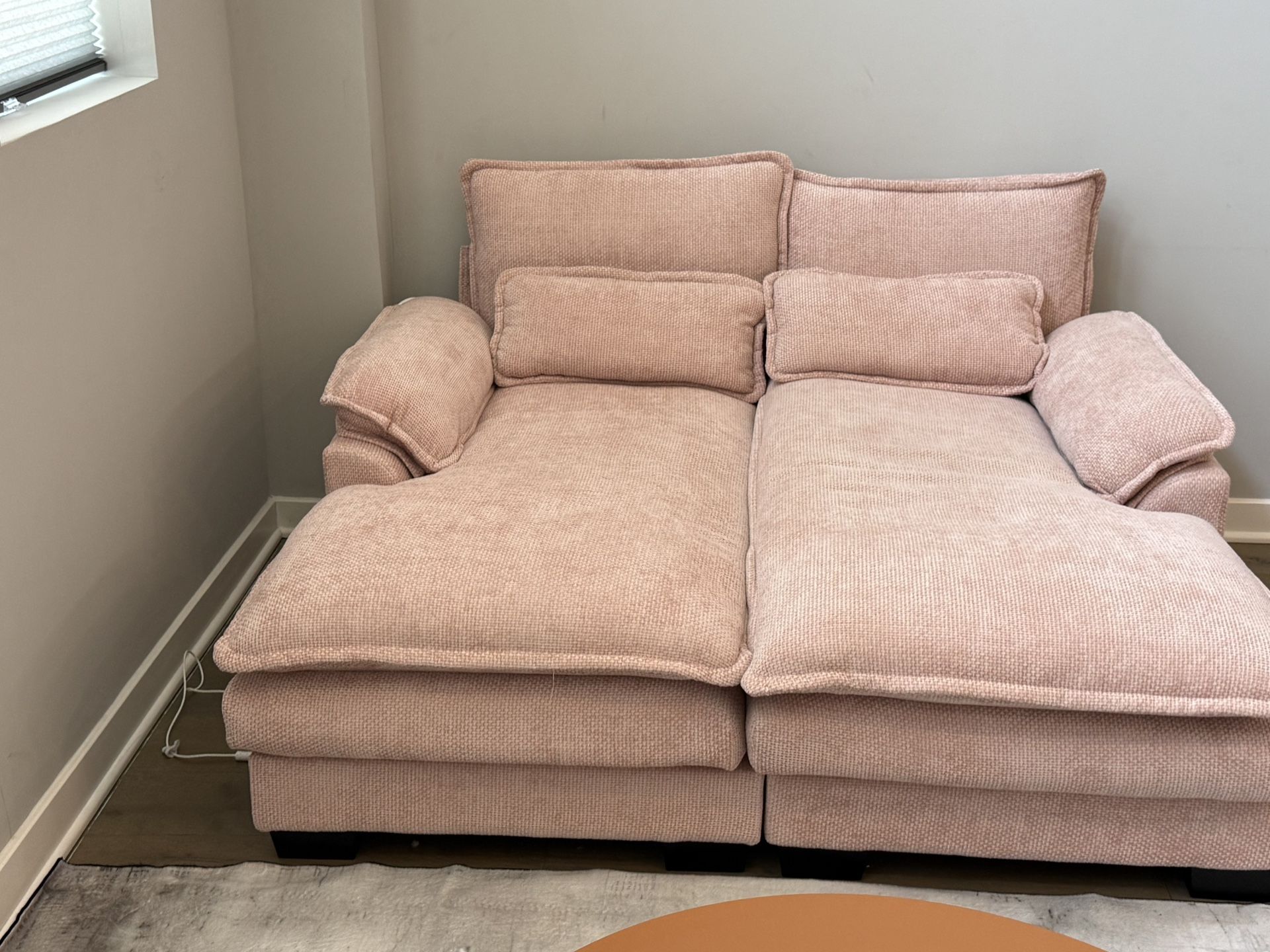 L Shaped Couch. Light Pink Color 