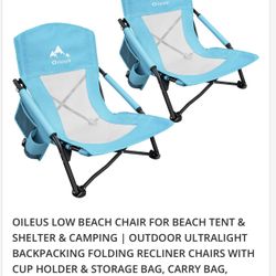 OILEUS LOW BEACH CHAIR FOR BEACH TENT & SHELTER & CAMPING