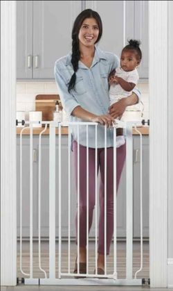 Regalo Easy Step 36" Extra Tall Walk Thru Baby Gate, white