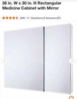 36 in. W x 30 in. H Rectangular Medicine Cabinet with Mirror