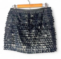 Black Fringed Mini Skirt
