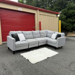 (Delivery) Grey Modular 5PC Sectional Couch/Sofa 