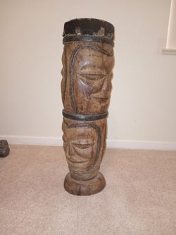 Genuine African Ceiba Wood Drum De Religion Tallado