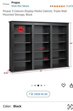Black Media storage cabinet/display shelves-triple wide-NIB