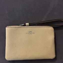 Coach Yellow Leather Wristlet Clutch