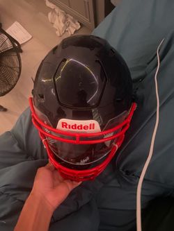 Riddell Football Helmet Black with Red Facemask