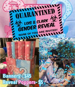Gender Reveal Banners and Poppers!