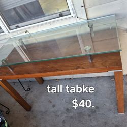 Glass and wood table. $40