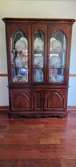 Wood China Cabinet with Glass Doors