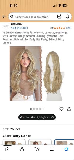 Blonde Wigs for Women, Long Layered Wigs with Curtain Bangs Natural Looking Synthetic #6