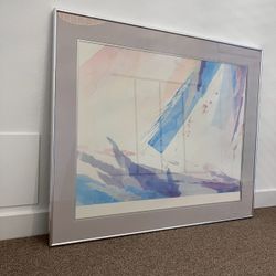 36” X 30” Vintage 1980's Post Modern Lithograph Print " Howell's Celebration Right " Abstract Expressionist Poster