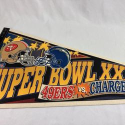 Vintage Superbowl XX1X 49ers Vs Chargers Pennant Banner Flawless Never Handled Like New Located In Palm Springs Ca 