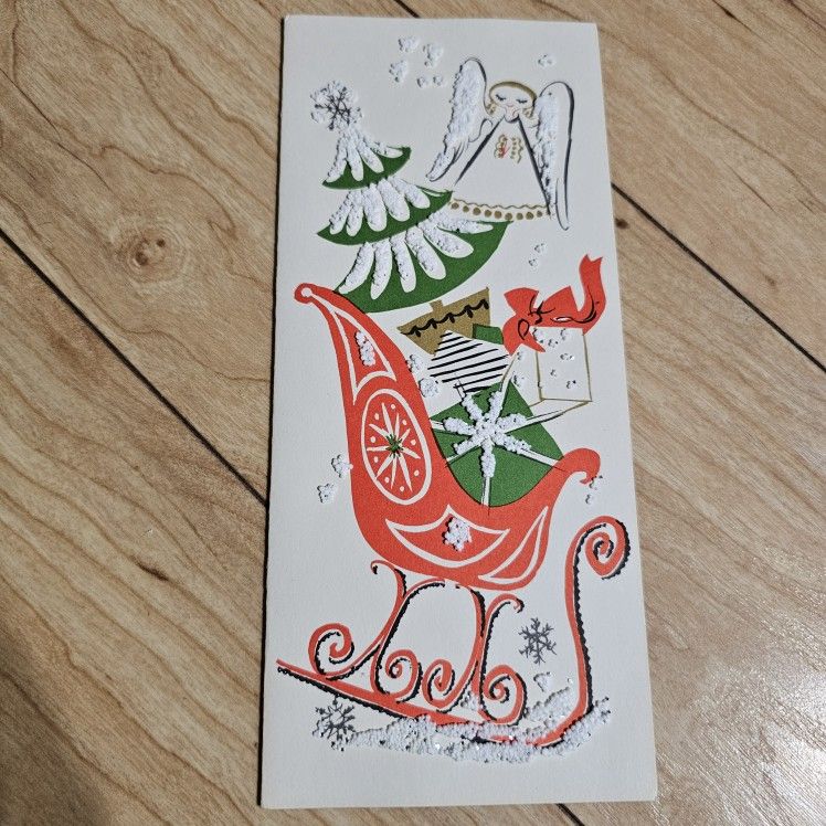 Vintage 1960's Snowman Holiday Christmas Card w/o Envelope Hawthorne Sommerfield Litho UNUSED NOS - Made in USA