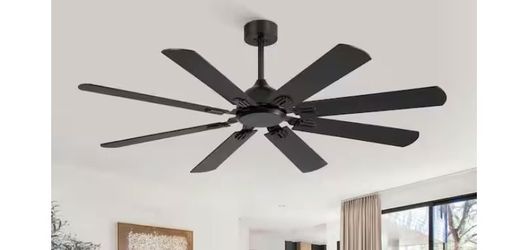 62 in. Smart Indoor/Covered Outdoor Black 6-Speed Ceiling Fan with Remote