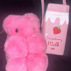 Strawberry Milk And Pink Bear Purses