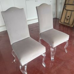 2 Upholstered Lucite Side Chairs $200